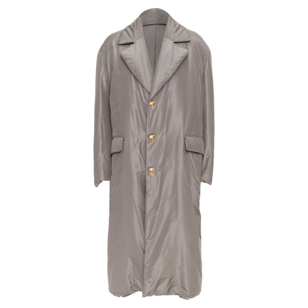 Versace Padded Gold Medusa Button Belted Coat